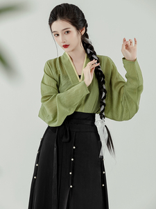 新中式禅意改良汉服套装女日常古风汉元素吊带半裙开衫古装三件套
