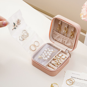 折叠式抽袋首饰盒新款简约便携式旅行耳环珠宝盒多功能饰品收纳盒