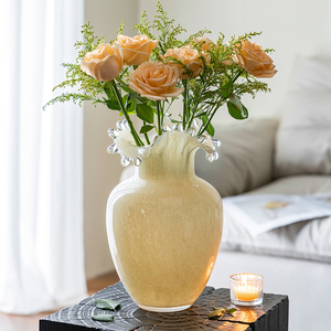 ins风网红花瓶摆件干花装饰品餐桌家居中古奶油花器鲜花水养玫瑰