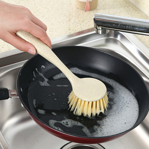 圆头清洁刷长柄硬毛厨房刷锅神器洗锅刷家用厨房不粘油去污刷子