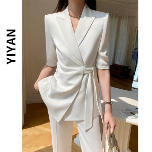 夏季西装套装女薄款韩版修身2024新款时尚气质职业高级感白色西服