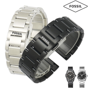 Fossil/化石手表带钢带石英表机械表男蝴蝶扣表链适用原装22 24MM