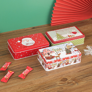 圣诞长方形马口铁盒糖果盒卡通曲奇饼干包装盒礼盒零食礼物收纳盒