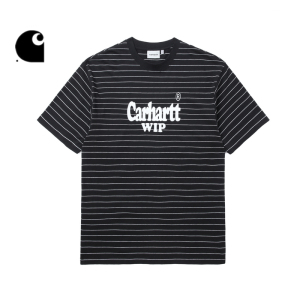 Carhartt WIP短袖T恤男装春季校园风LOGO字母印花条纹宽版卡哈特