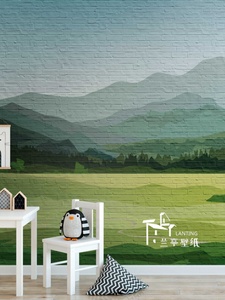 德国进口壁纸故乡的原野墙布壁布 现代水彩画 客厅卧室背景墙纸