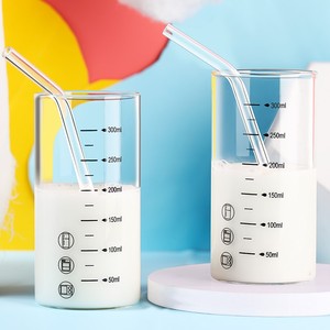 玻璃水杯带盖冲用泡专用喝中药便携毫升食品级有刻度的牛奶瓶杯子
