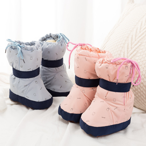 婴儿高帮棉鞋冬季加厚保暖六个月防水羽绒防掉加绒软底不掉宝宝鞋