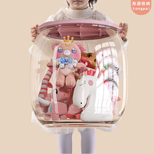 收纳凳儿童玩具毛绒娃娃桶玩偶透明储物凳可坐小凳子箱整理神器筒