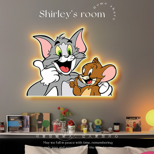 猫和老鼠客厅装饰画氛围感卧室床头灯光画ins沙发背景墙led灯挂画