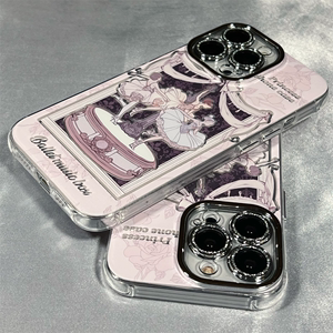 少女粉色芭蕾舞公主适用iPhone14promax苹果13手机壳新款13pro自带镜头膜14pro防摔12硅胶11女款15软壳保护套