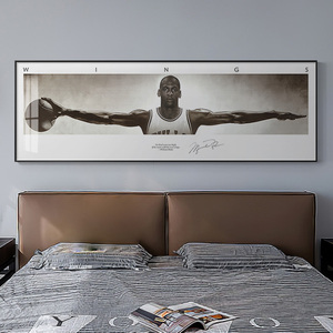 NBA球星科比乔丹詹姆斯相框海报篮球装饰画男孩卧室床头挂画壁画