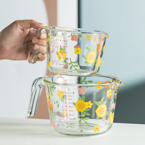 高硼硅玻璃量杯家用厨房烘焙带刻度耐高温果糖测量杯容量杯打蛋杯
