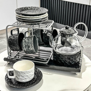 花茶壶陶瓷茶杯ins简约加热下午茶茶具套装玻璃茶壶整套花草茶具