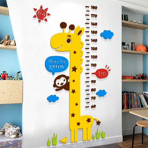 宝宝量身高尺墙贴长颈鹿大树亚克力卡通贴纸儿童房3d立体装饰自粘