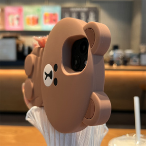 【LINE FRIENDS】立体硅胶布朗熊苹果14手机壳iphone14promax新款13高级感12小众ProMax套Pro全包11女男适用