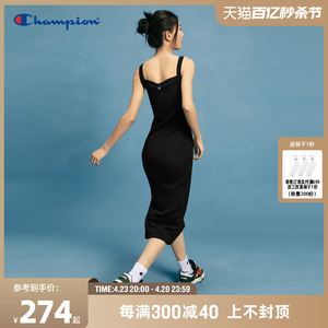 Champion冠军连衣裙女24夏季新款美式工装吊带裙休闲长裙运动裙子