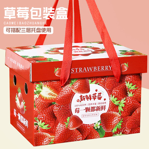 新春草莓礼盒空盒子手提礼品盒牛奶丹东奈雪白草莓通用包装盒批发