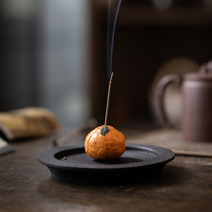 大吉大利小橘子茶宠摆件线香插创意小香炉檀沉香茶桌家用香器香道