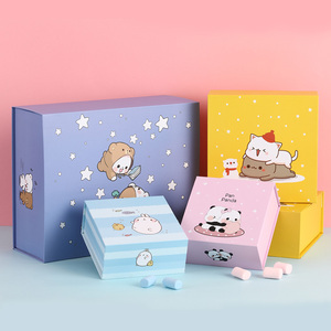 儿童生日礼物包装盒精致卡通礼品盒仪式感礼品翻盖大小号礼盒节日