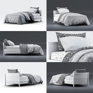 家居品牌VI床上用品被子枕头被褥四件套智能贴图样机PSD设计素材