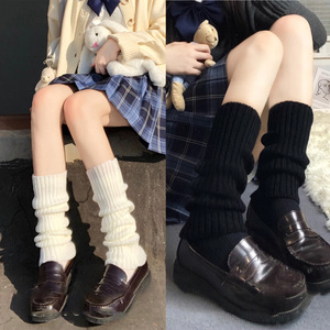 2双装袜套女秋冬针织粗线堆堆袜小腿袜腿套中筒袜配乐福鞋小皮鞋