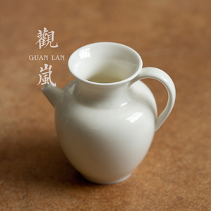 观岚杏白釉手执公道杯茶海瓜棱执壶分茶器带把绿茶壶花瓶陶瓷均杯