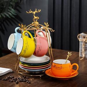 新2023欧式咖啡杯套装 简约陶瓷杯英式欧美陶瓷红茶杯下午茶杯茶