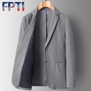 FPTI 男士冰丝条纹防晒西服夏季薄款潮流便西小西装休闲单西外套