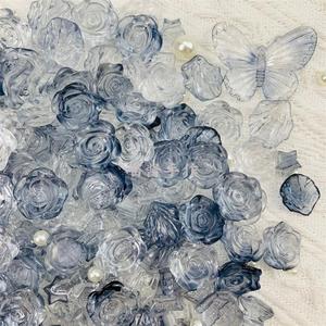 双色系列水墨画巴洛克玫瑰diy奶油胶配件蝴蝶结珍珠花朵手作福袋