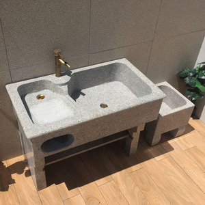 石头洗衣池拖把池一体户外大理石洗衣池带搓板庭院水池台盆花岗岩