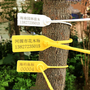 一次性定制园林园艺苗木封签号树加长塑料封条大树标签记号锁扣牌