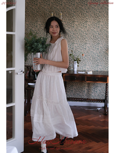 MayMaroon“繁星点点”复活款/全棉法式浪漫气质蕾丝百搭白色半裙