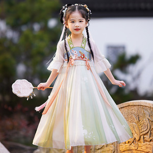 汉服女童夏季儿童古装12岁小女孩唐装中国风改良版襦裙2022新款