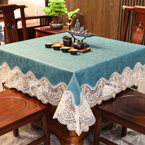 桌布正方形防水防油免洗家用四方餐桌布轻奢高级感八仙桌麻将台布