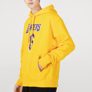 Nike耐克黄色连帽卫衣男装洛杉矶湖人詹姆斯6号篮球运动服套头衫