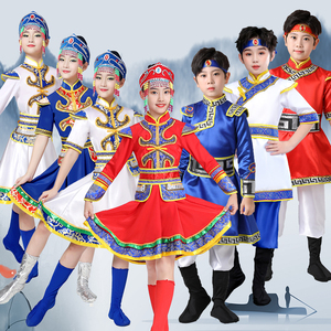 儿童蒙古服装演出服女童少数民族舞蹈演服蒙族表演服蒙古舞筷子舞