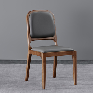 餐椅现代简约家用北欧餐厅实木真皮椅子靠背凳子休闲创意网红轻奢
