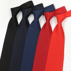10cm高品质懒人拉链易拉得男士正装商务纯蓝红黑色职业上班领带