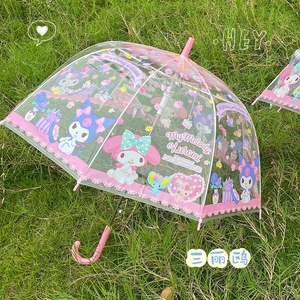 新款儿童卡通小雨伞宝宝透明推拉开关男孩幼儿园汽车伞男童透明伞