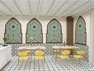东南亚花纹壁纸摩洛哥客厅卧室背景墙纸波西米亚风格酒店民宿壁画