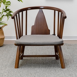 侘寂风23厘米日式实木矮椅子靠背榻榻米座椅护腰茶室矮脚和室椅