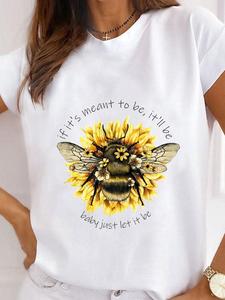 bee sunflower Tshirt夏季蜜蜂向日葵欧美打底衫大码女装打底衫女