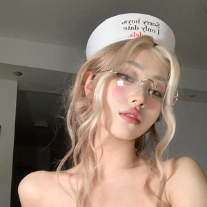 字母印花水手帽女日系甜美可爱护士贝雷帽子jk时尚百搭翻檐海军帽