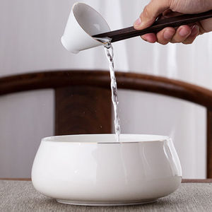 格式序德化羊脂玉白瓷大号陶瓷洗笔缸家用杯洗水洗笔洗茶具茶道1|