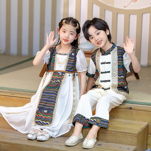 傣族服装儿 童女孩少数民族汉服异域风情泰国服饰西双版纳演出服