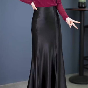 黑色pu皮裙半身裙女2023夏季新款加厚收腰显瘦时尚气质鱼尾包臀裙