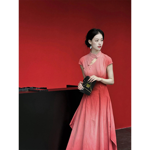 新中式女装复古改良旗袍夏季新款2024年轻款高级感渐变大摆连衣裙