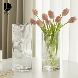 花瓶摆件客厅插花玻璃高级感透明水培鲜花玫瑰百合大号轻奢郁金香