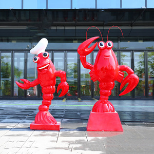 玻璃钢卡通龙虾模型雕塑摆件大排档海鲜香辣火锅店门口迎宾小龙虾