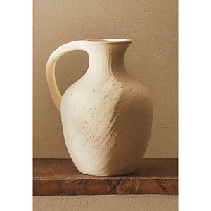 ZaraHome复古带把手花瓶陶瓷做旧仿古摆件样板间新中式陶罐新年花